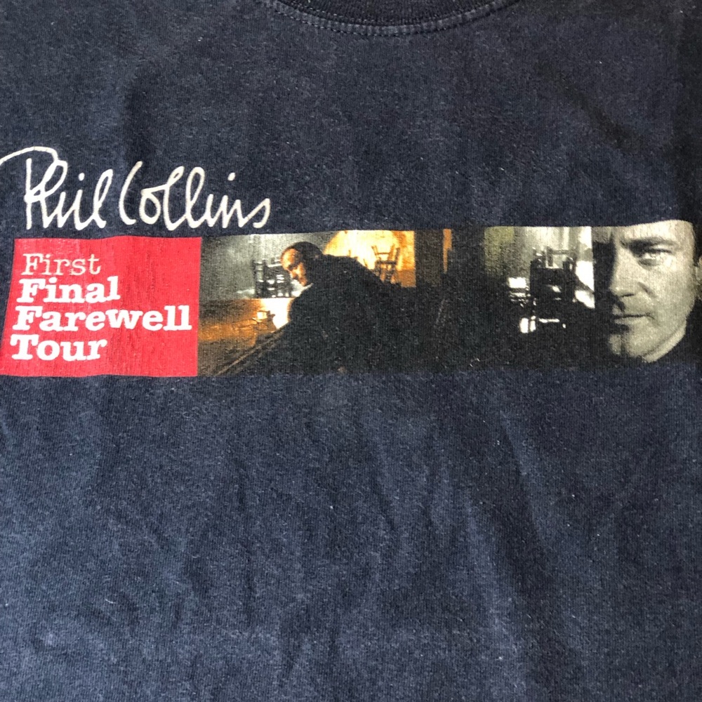 Phil Collins First Final Farewell Tour T-Shirt, Navy,  pre-owned, Small